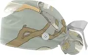 [WOSHJIUK] Working Hat 2 Pack Scrub Caps for Women,Flying Ducks,Tie Back Cap Adjustable Scrub Hat