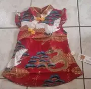 New Kids Girl Chinese New Year Asian Traditional QIPAO Red Costume Dress