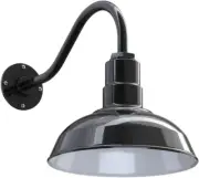 Westchester Barn Light - 12" Dome Gooseneck Outdoor Wall Fixture, Black/White