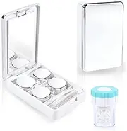 Vordrassil Contact Lens Case with Accessories, Portable with Mirror, Tweezers, Remover Tool, Solution Bottle for Daily Use. (Silver)