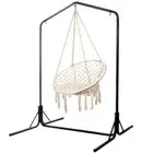 Gardeon Hammock Chair with Stand Outdoor Hanging Bed Cotton 124CM Cream
