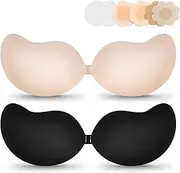 [EIDOS] Strapless Backless Sticky Push Up Bra - Invisible Adhesive Bra for Women with Nipple Covers 2025