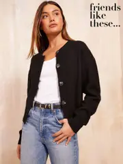 Friends Like These Black Cropped Button Through Cardigan (AN2157) | $83