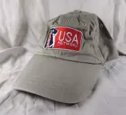 NEW - PGA Tour Golf Hat USA Network Embroidered Patch - OSFA - Adams Tan