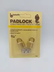 Belwith 3/4" Keyed Alike Solid Brass Padlocks 2 Pk, #3100, NOS, NEW & SEALED