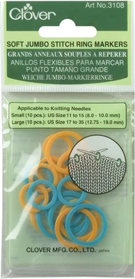 3 Pack Clover Soft Stitch Jumbo Ring Markers-20/Pkg 3108