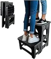 ATATQH 2-Step Folding Stool Ladder,Non-Slip Portable Collapsible Step Stool for Kitchen Bathroom Home Rv Closet Office, 16.5"" Outdoor Steps