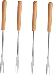 BEBEMOKO 4Pcs Fondue Cheese Fork with Long Handle Roasting Sticks for Barbecue and Fire Pit for Marshmallow and Cheese Fondue