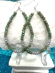 Turquoise Picasso .925 Sterling Silver Filled Teardrop Earrings 3 Inch USA Made