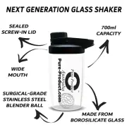 Glass Protein Shaker Mixer blender Drink Portable Bottle 550ml