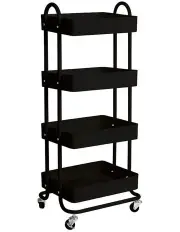 [Levede] 4 Tiers Kitchen Storage Trolley in Black