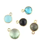 Checker Cut Yellow Gold Plated DIY Jewelry Making Connector Lot of 5 Pcs