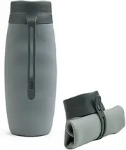 RINGSUN Collapsible Water Bottle, Rollable Drink Bottles Space Saving, Waterbottle Portable for Sports Gym Travel Hiking, Edible Silicone, 600ml