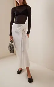 [Simone Rocha] Spiral Bow-Detailed Silk Midi Skirt