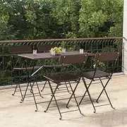 VRAXO Folding Bistro Chairs 4 pcs Brown Poly Rattan and Steel -20KG,3152115
