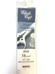 Charles Craft Cross Stitch Fabric Aida 18 Count White 15 x 18 Count Needlework
