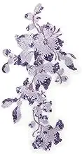 SUNMOVE Embroidery Sequin Lace Applique Sewing Flower Fabric Collar Patch for Wedding Gown Dress Bridal DIY Crafts(Light Purple)
