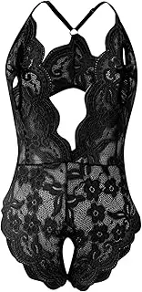 [Generic] Submissive Lingerie Leather Women Sexy V Neck Underwears Sexy Lingerie Lace Backless Lanyard Underwears Conjoined Tight Suit Plus Size Bustier Lingerie for Women