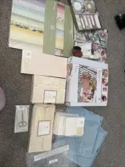 Anna Griffin And Cricut Lot Card Making Kits, Cardstock, Stamps, Etc.