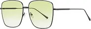[HMKING] Retro Metal Square Frame Polarized Sunglasses for Mens Womens Retro Mirrored Lens Sun glasses for Driving Fishing, Black-green
