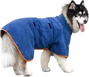 KIKNIN Dog Bathrobe, Dog Drying Coat with Velcro Closure, Microfiber Dog Drying Robe, Adjustable Collar and Waist Pet Towel, Quick Drying and Moisture Absorption to Prevent Pet Hair Loss