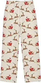 [ZZXXB] Santa Claus Sleigh Boys Long Pants Soft Trousers Elastic Waist Kids Lounge Bottoms with Pockets S-XL