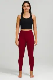 New Lululemon Wunder Train High-Rise Tight 25” with Pockets in Ruby Red, Size 2