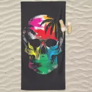 Skull Microfiber Beach Towel Oversize, Extra Large 63"x31.5", Quick Drying, C...