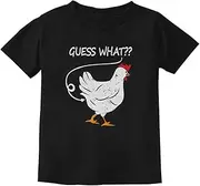 [Tstars] Guess What? Chicken Butt Funny Youth Kids T-Shirt Large Black