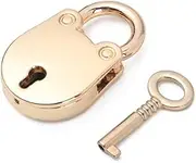 1Pcs Mini Padlock, Suitcase Lock Small Padlock Metal Padlock with Key for Cupboard, Luggage, Travel Bags, Backpack, Computer Bag, Gold