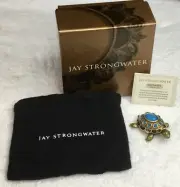 Jay Strongwater Birthstone Collection December Turquoise Turtle Trinket Box NIB
