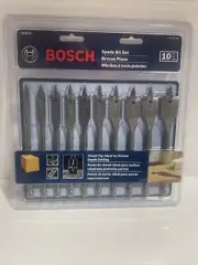 Bosch 10 pc Chisel-Point Spade Bit Set Quick Change Hex Shank SB0010 1/4” to 1”