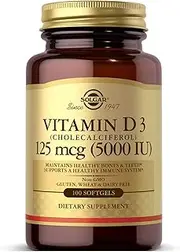Solgar Vitamin D3 (Cholecalciferol) 5000 Iu 100 Softgels