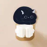 在飛比找momo購物網優惠-【WO HOME】日式免打孔貓咪拖把掛鉤3色入 貓咪掛勾 自