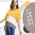 SIZE M UMGEE YELLOW mix Waffle Knit Tie Front Faux Button Shirt/TOP/BLOUSE BHCS