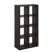 Furinno Cubicle Open Back Decorative Cube Storage Organizer, 8-Cube, Dark Oak -