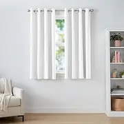Amazon Basics Room Darkening Blackout Window Curtains with Grommets - White, 132.1W x 160L cm (1 Panels)