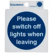 Sandleford Switch Off All Lights Self Adhesive Sign 75 x 75mm