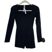 NEW WITH TAGS Madewell Black Stretch Knit Long Sleeve Biker Unitard Extra Small