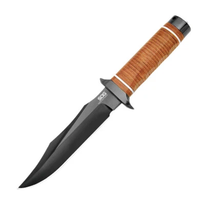 SOG Super Bowie Black TiNi Fixed Blade Knife SB1T-L