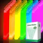96 Ultra Bright Large Glow Sticks with 96 Black PE String, Multi Use Colourfu...