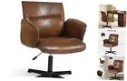 Home Office Desk Chair No Wheels, Suede Fabric High Back Computer Chair Brown