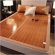 Summer Bamboo Sleeping Mat with Cooling Ice Grass Backing, Dual-Sided Natural Comfort for Home, Travel and Outdoor, Foldable Design for Easy Storage