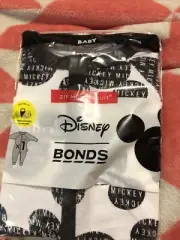 BONDS ZIP WONDERSUIT Disney Mickey Heads Black Sz 0 Bnip (acc318)