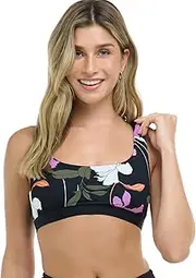 [Body Glove] Women's Star Medium Support Cross-Over Sports Bra Swimsuit Top with Multi Strap Back