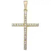 Girls 9ct Gold 26mm Cubic Zirconia Cross Pendant