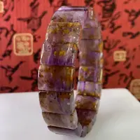 在飛比找蝦皮購物優惠-【福藝古玩批發】嚴選 天然水晶 頂級黃金紫鈦手排 紫鈦晶手排