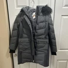 Michael Kors Faux Fur Trim Water Resistant Hooded Puffer Jacket Gray New Size S