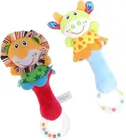ERINGOGO 2pcs Plush Rattles Lovely Hand Rattle for Early Education Interactive Plaything for Parent Communication Grasping Skills Development