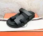 Hermes Chypre Calfskin Black Leather Slide Sandals